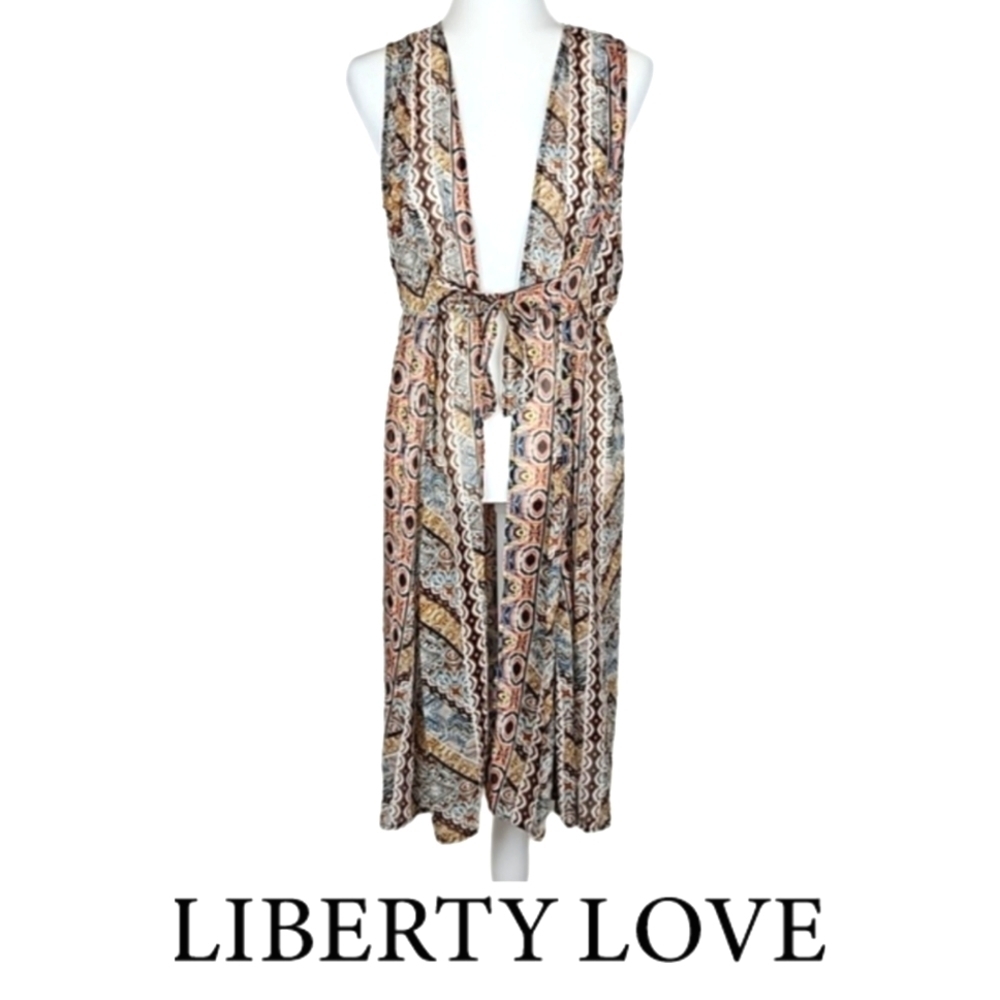 Long Swim Coverup Sheer Boho Bohemian-Style Print